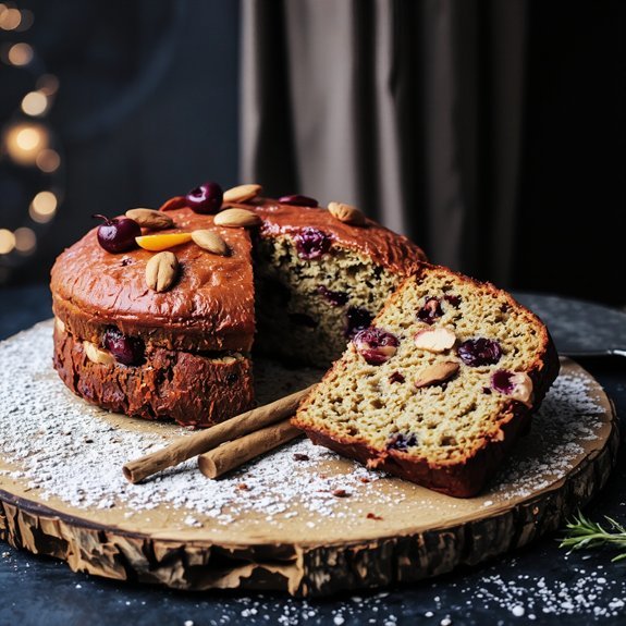 aged fruitcake with spirits