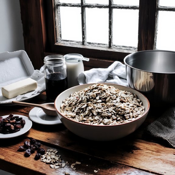 assemble measured baking ingredients