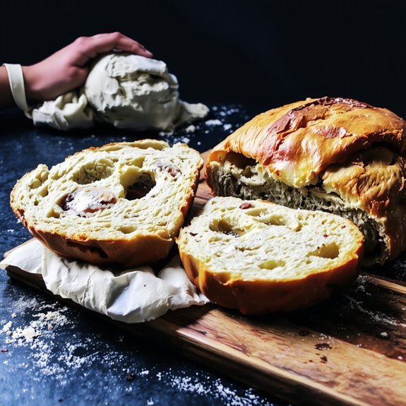 collapsed sticky slow springing dough