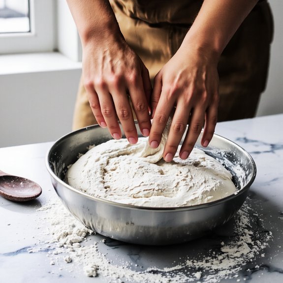 combine dry ingredients knead