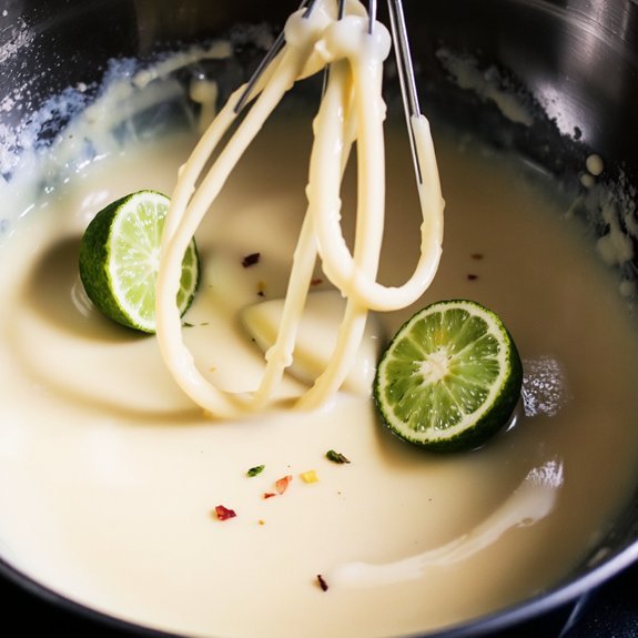 four yolks into milk