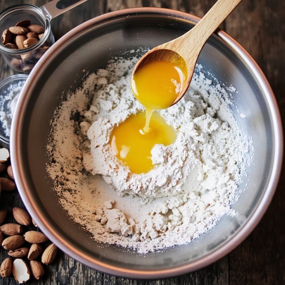 gently fold almond flour