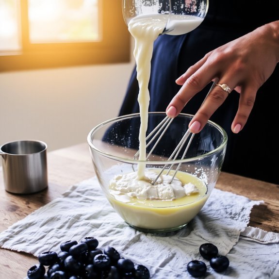 gently whisk egg oil buttermilk