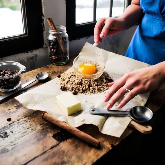 measure ingredients prepare streusel