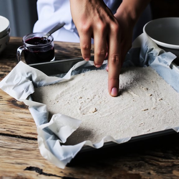 parchment lined greased 9x13 pan