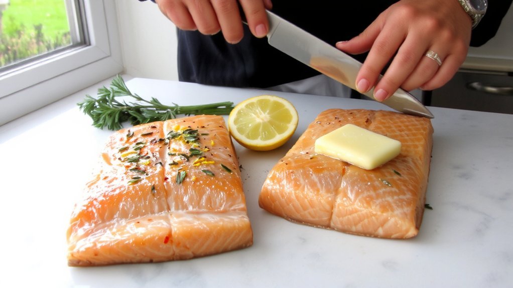 prepare uniform salmon fillets