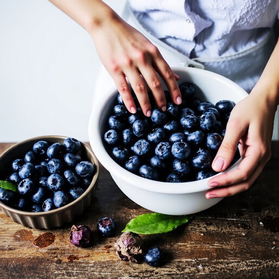 select rinse dry blueberries