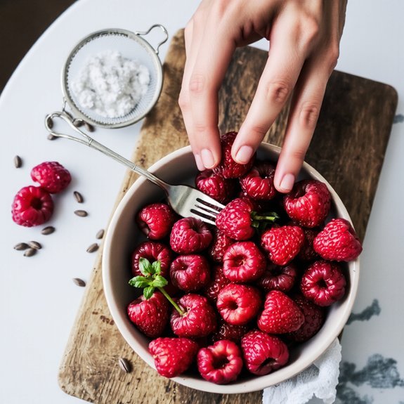 select ripe raspberries dry