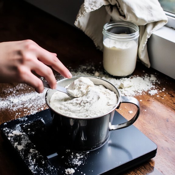 spoon weigh sift flour