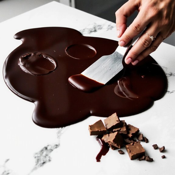 tabling chocolate on marble