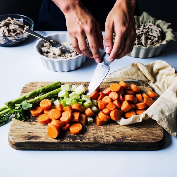 uniform three quarter inch diced vegetables