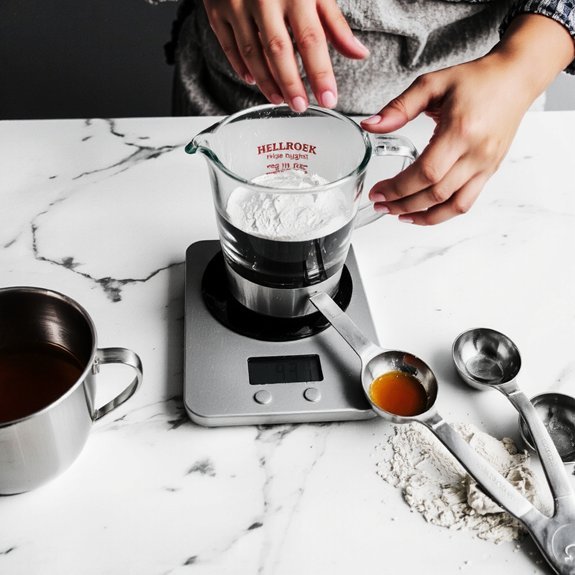 weigh ingredients for accuracy