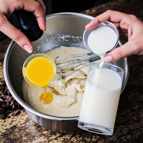 whisk eggs milk butter